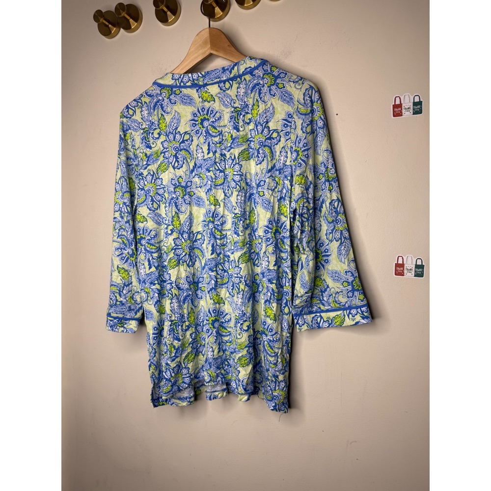 Belle by Kim Gravel Rayon Spandex Pintuck Tassel Top santorini blue, medium #25# - Picture 10 of 12